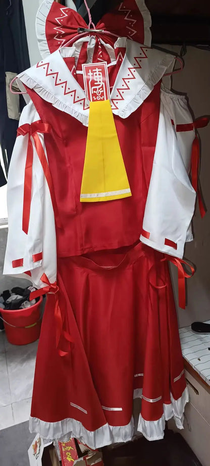 巫女風デザイン×フリル装飾のコスプレドレスセット