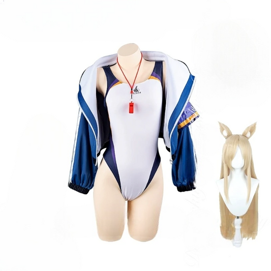 水着デザイン×ロングウィッグ付きのコスプレコスチュームセット