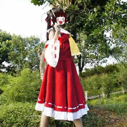 巫女風デザイン×フリル装飾のコスプレドレスセット