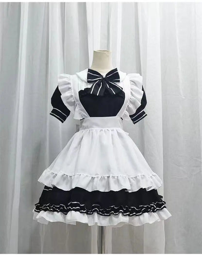 フリルデザイン×ミニ丈のメイド風コスチュームワンピース