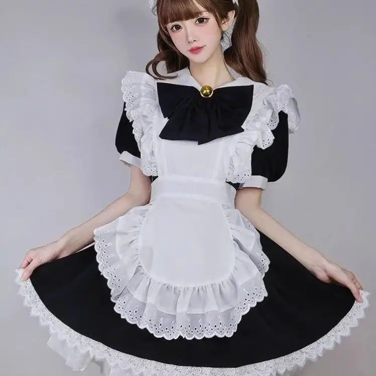リボン装飾×エプロン付きのメイド風コスチュームセット