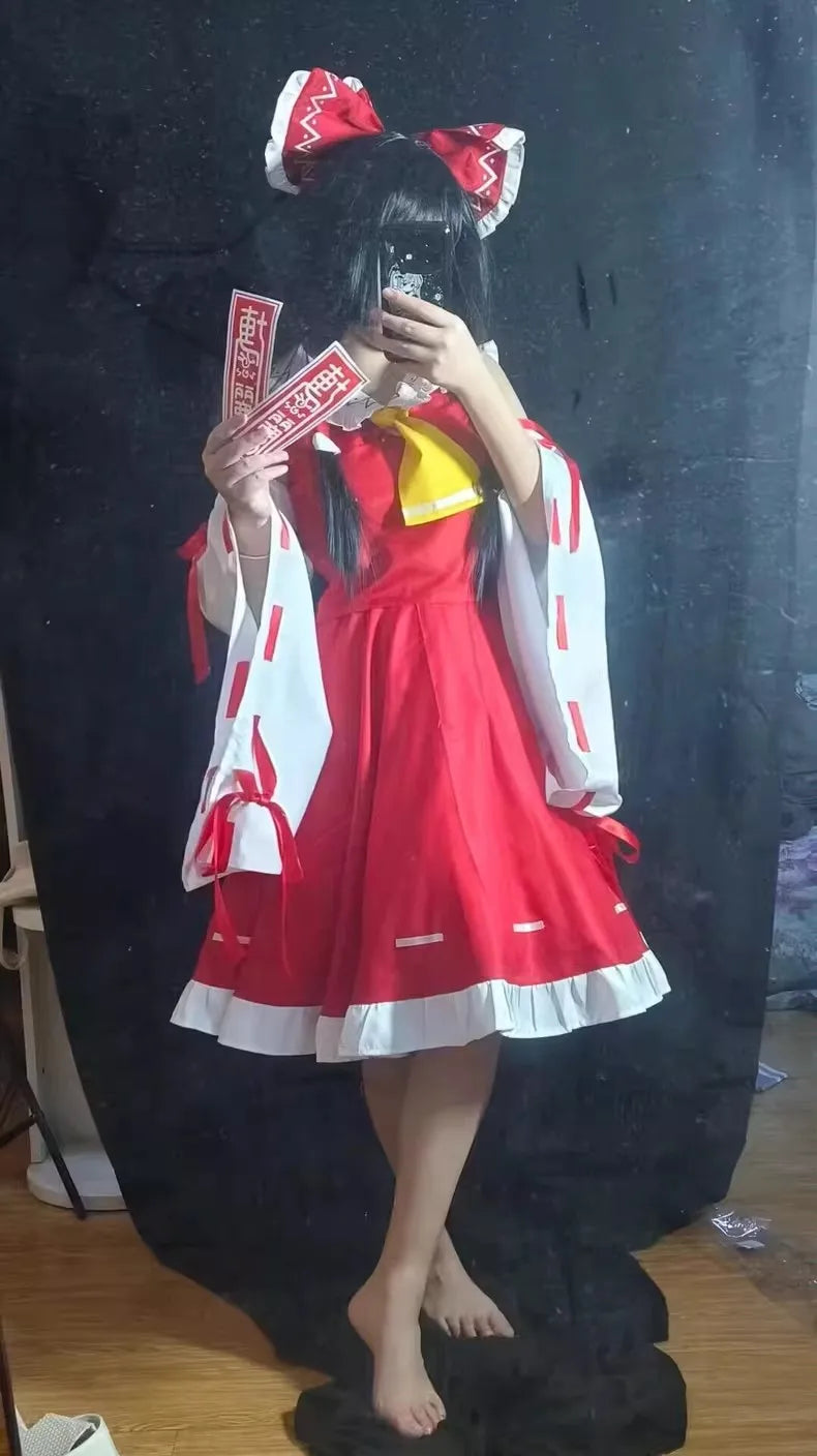 巫女風デザイン×フリル装飾のコスプレドレスセット