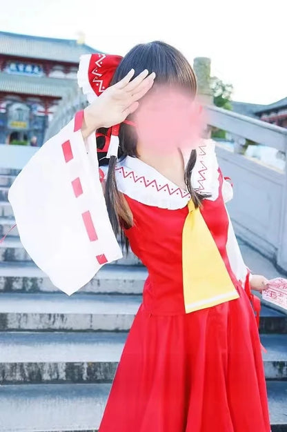 巫女風デザイン×フリル装飾のコスプレドレスセット