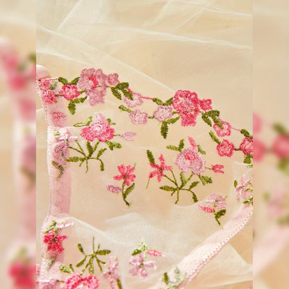 パール装飾レーストリム 花柄ランジェリーセット エレガント＆セミシアースタイル