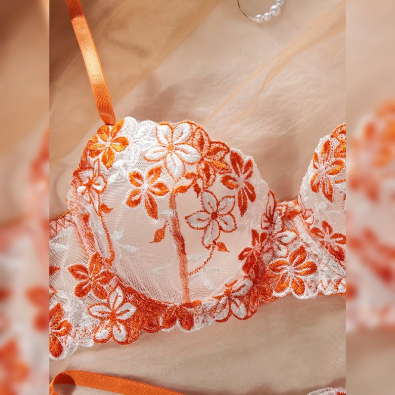 花柄ブラ＆ショーツ セクシーランジェリーセット