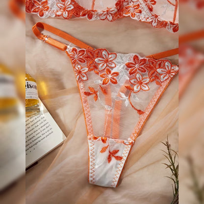 花柄ブラ＆ショーツ セクシーランジェリーセット