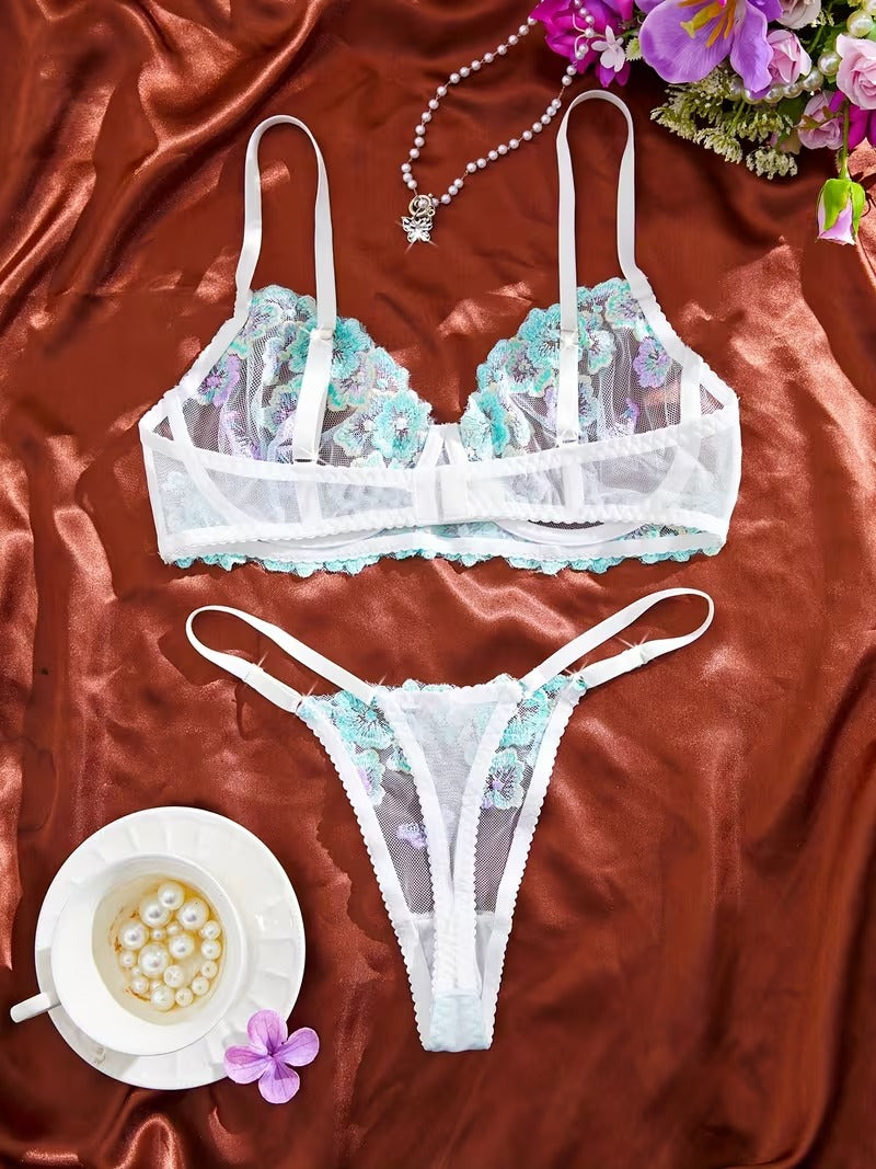 レース刺繍ランジェリーセット エレガント＆セクシーインティメイトウェア