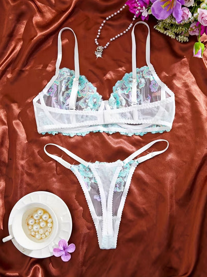 レース刺繍ランジェリーセット エレガント＆セクシーインティメイトウェア