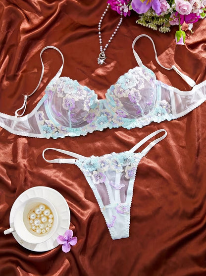 レース刺繍ランジェリーセット エレガント＆セクシーインティメイトウェア