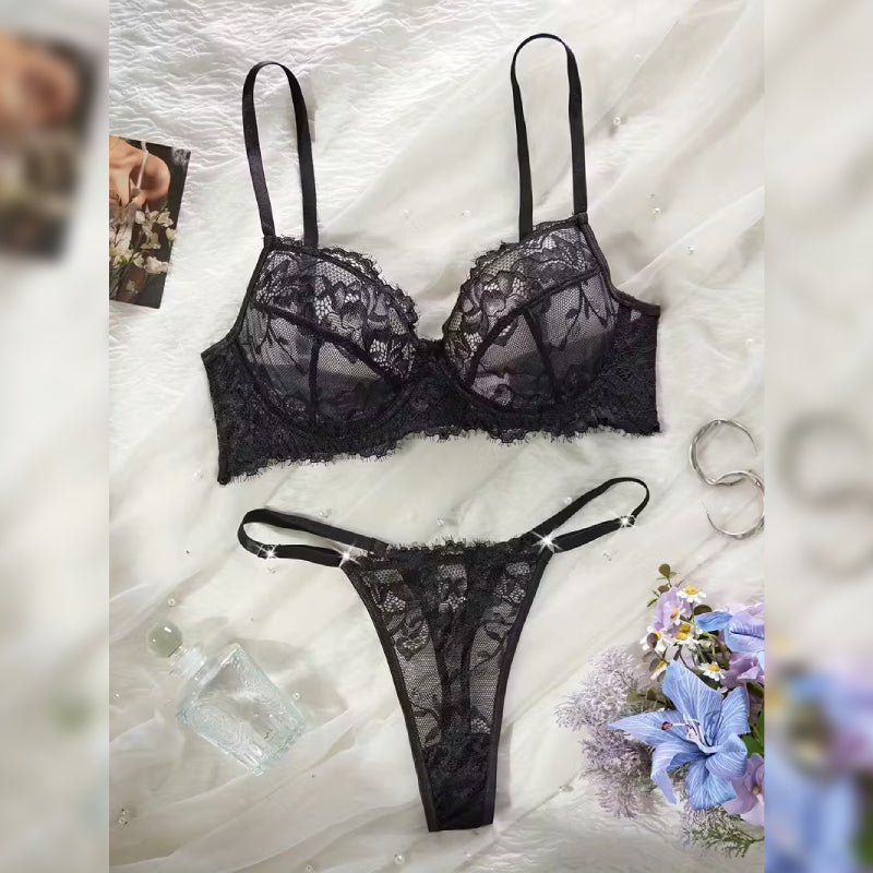 レースアイラッシュランジェリーセット セクシー＆コンフォートフィット