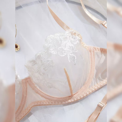 刺繍レースブラ＆ショーツ セクシーランジェリーセット