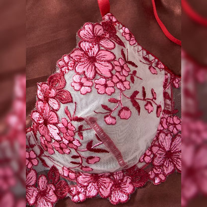 刺繍レースブラ＆ショーツ セクシーランジェリーセット