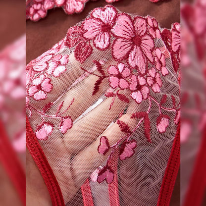 刺繍レースブラ＆ショーツ セクシーランジェリーセット