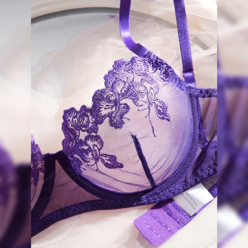 刺繍ブラ＆トライアングルパンティー セクシーランジェリーセット