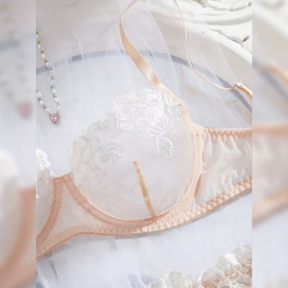 刺繍ブラ＆トライアングルパンティー セクシーランジェリーセット