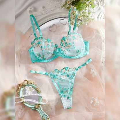 刺繍フラワーランジェリーセット セクシー＆エキゾチックインティメイトウェア