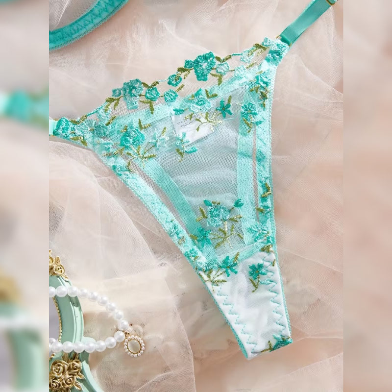 刺繍フラワーランジェリーセット セクシー＆エキゾチックインティメイトウェア