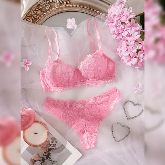コントラストレースブラ＆ショーツ セクシーランジェリーセット