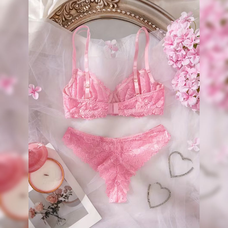 コントラストレースブラ＆ショーツ セクシーランジェリーセット