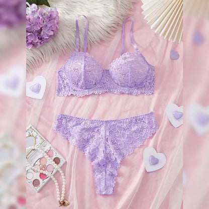 コントラストレースブラ＆ショーツ セクシーランジェリーセット