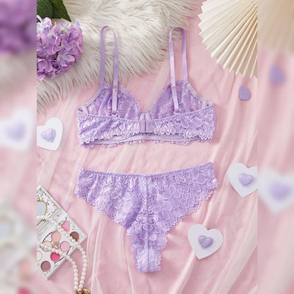 コントラストレースブラ＆ショーツ セクシーランジェリーセット