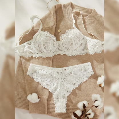 コントラストレースブラ＆ショーツ セクシーランジェリーセット