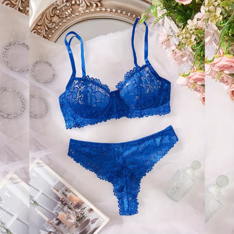 レースデザインブラ＆ショーツ セクシーランジェリーセット