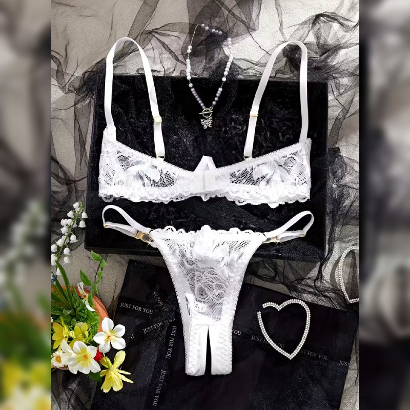 カットアウトデザイン セクシーブラ＆ショーツ ランジェリーセット
