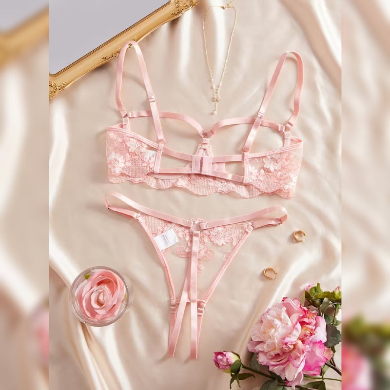 透かしデザインセクシーランジェリーセット ブラ＆ショーツ