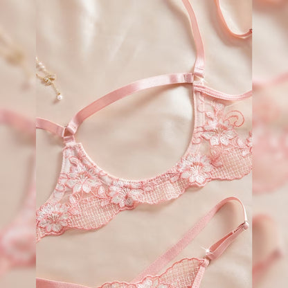 透かしデザインセクシーランジェリーセット ブラ＆ショーツ