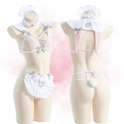 エプロン付きメイド風ブラ＆Tバック