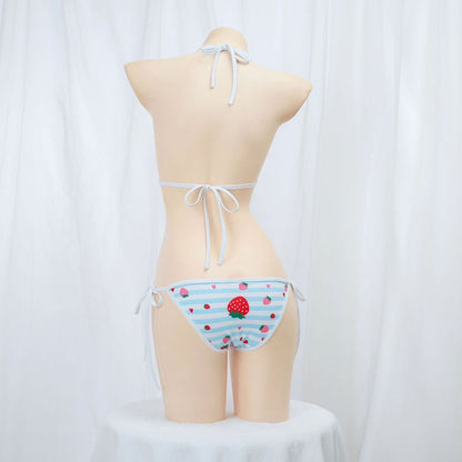 イチゴ柄スクール水着風ブラ＆ショーツ セクシーコスプレ