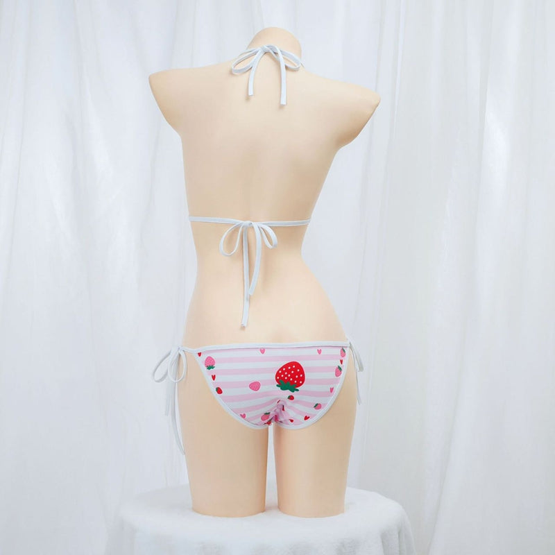 イチゴ柄スクール水着風ブラ＆ショーツ セクシーコスプレ