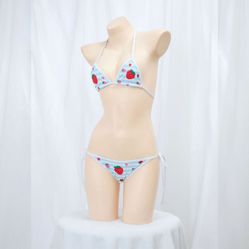 イチゴ柄スクール水着風ブラ＆ショーツ セクシーコスプレ