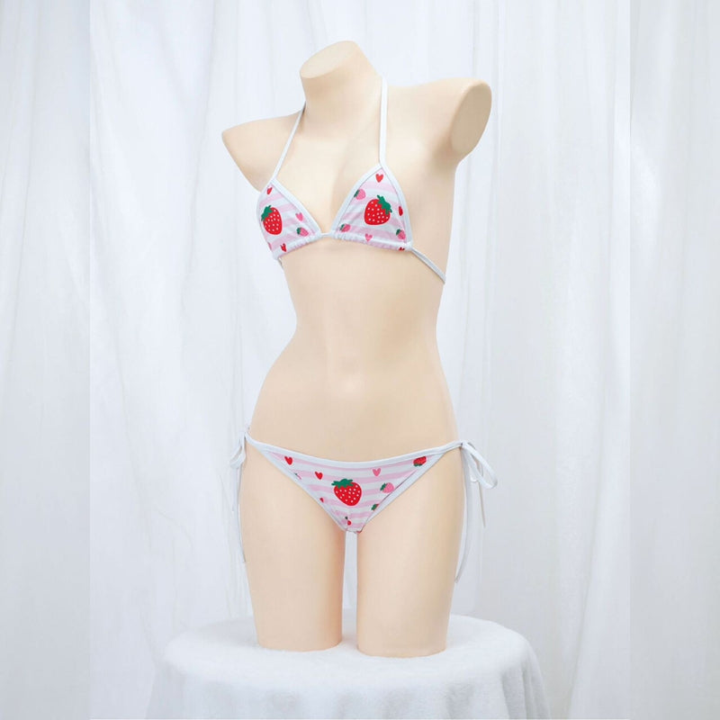 イチゴ柄スクール水着風ブラ＆ショーツ セクシーコスプレ